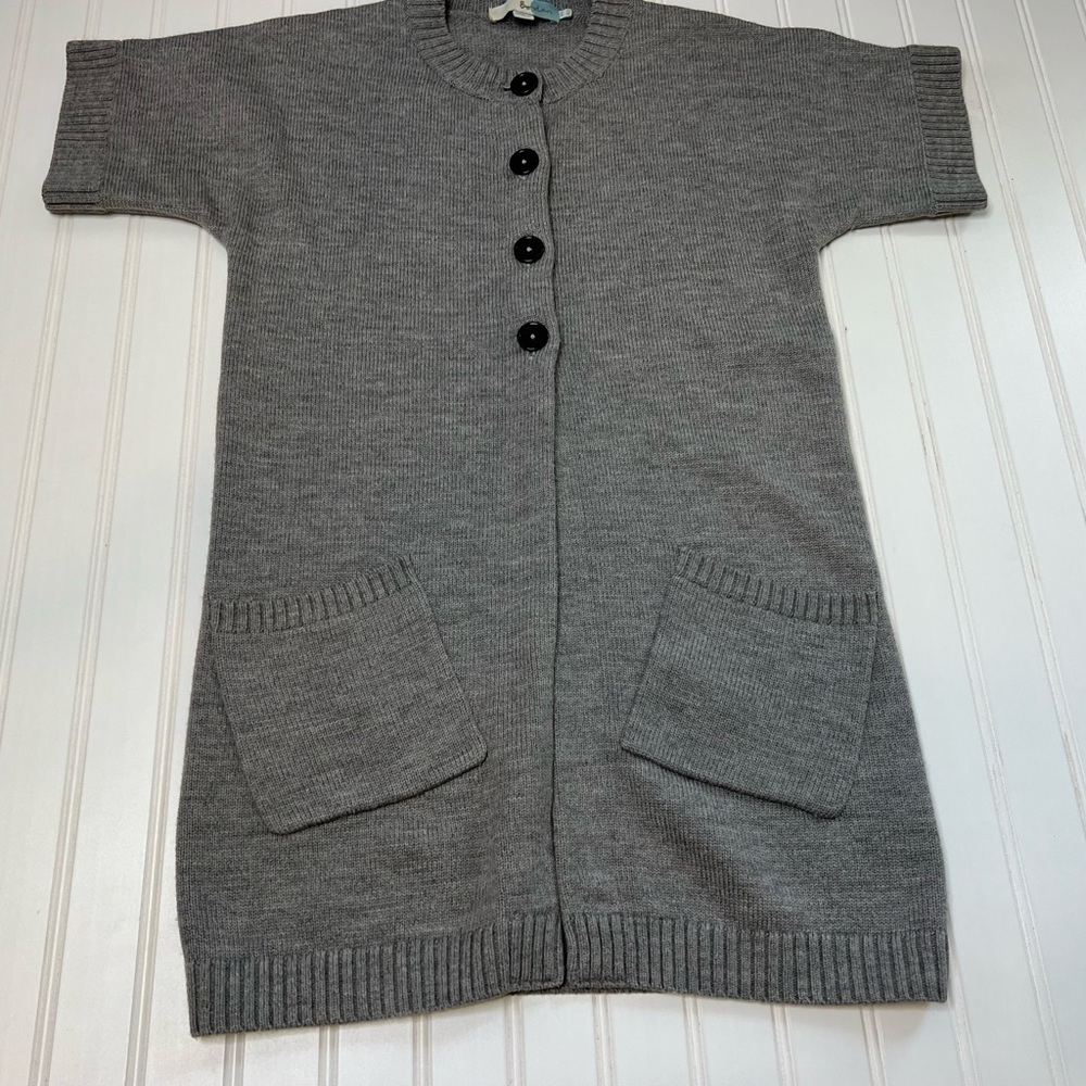 Boden Gray Long Cardigan Sweater Short Sleeve US 4 100% Wool. 308